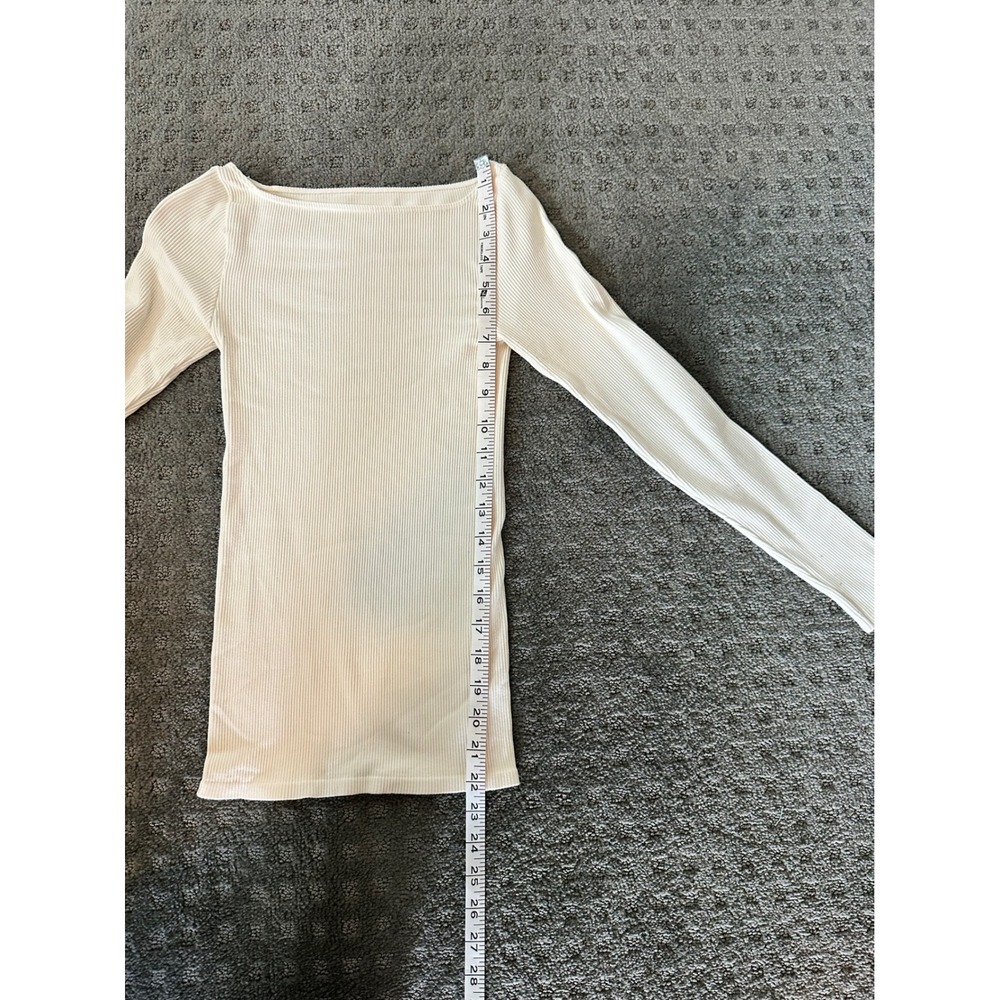 Free People Intimately Ribbed Long Sleeve Top M/L Cream Good - Picture 9 of 10